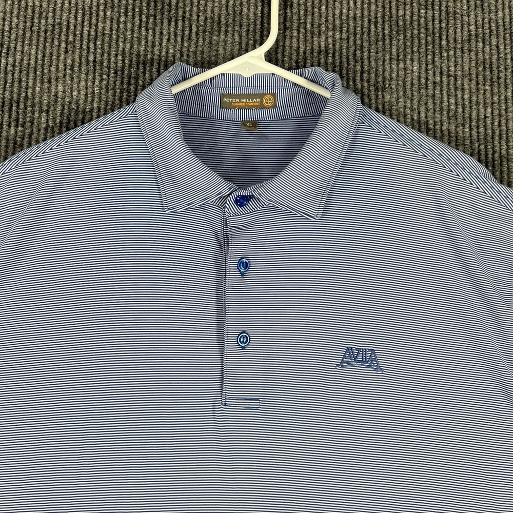 Peter Millar‎ Summer Comfort Polo Shirt Mens XL Extra Large Blue Striped Golf